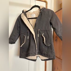 Kids Zara Fur Lined Denim Black Jacket